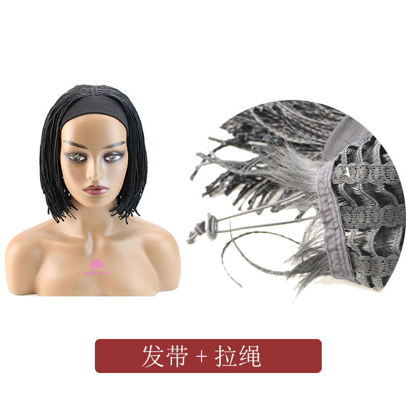 工場在庫アフリカ巾着三つ編みボブヘッドアイスリボンヘアセットボブヘッドバンド三つ編みウィッグ|undefined