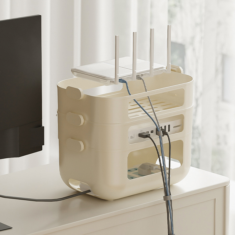 Wi-Fi ワイヤレスルーター収納ボックスリビングルームのテレビキャビネットセットトップボックス配置ラック光猫ネットワークケーブルブロック装飾ボックス|undefined