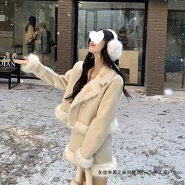 千金香风加厚外套拼接半身裙冬季2025新款时尚气质两件套套装氨纶