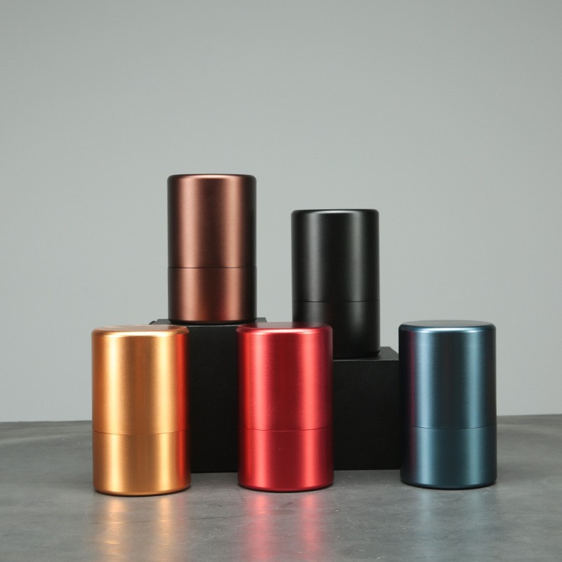Gran frasco de metal sellado de aleación de aluminio de titanio tarro de té de acero inoxidable Cubo de té de estilo japonés almacén de té de amortiguación