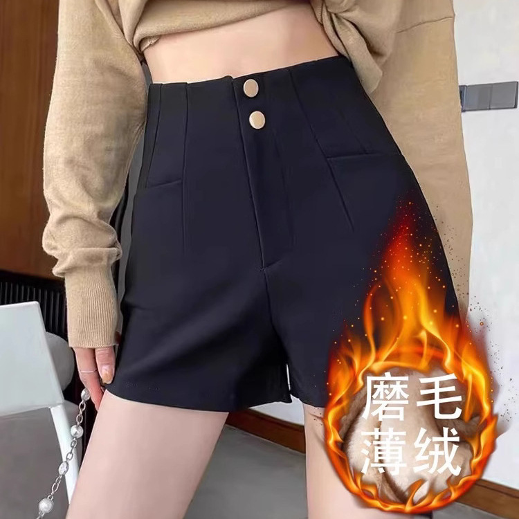 2024新款黑色短裤女秋冬加绒外穿高腰显瘦弹力a字下半身失踪打底