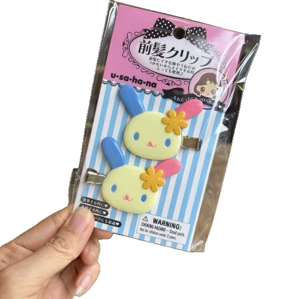 Клипса для волос (Sanrio) милый персонаж боковые пряди — Hello Kitty и зайчик, 2 шт., пластиковый