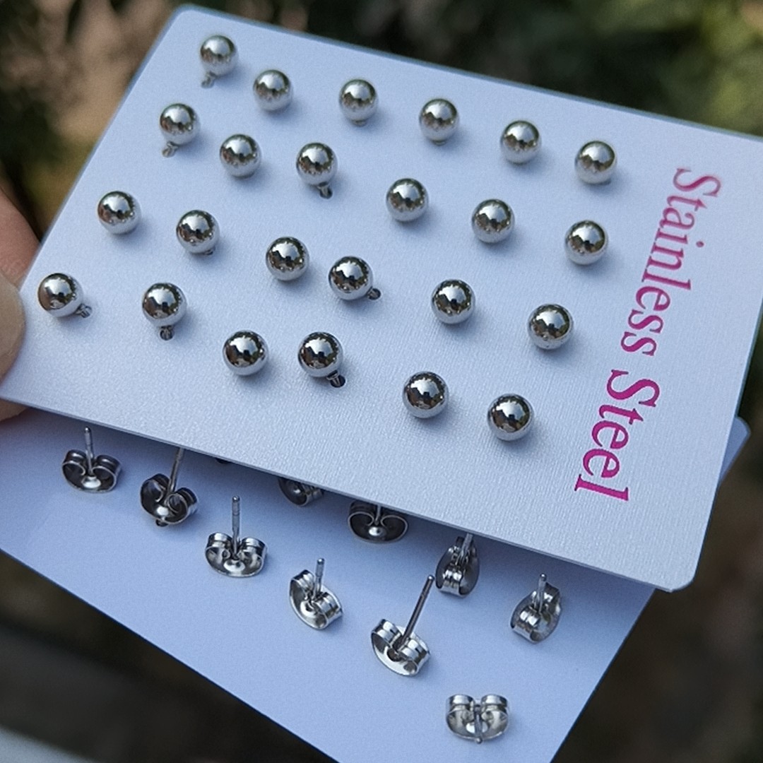 Moda y acero inoxidable simple, con pendientes redondas de zircon, auriculares con agujeros para los oídos, accesorios para los oídos exquisitos image 81