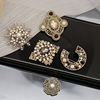 Retro brooch, classic suit jacket suitable for men and women, accessory from pearl, micro incrustation, flowered