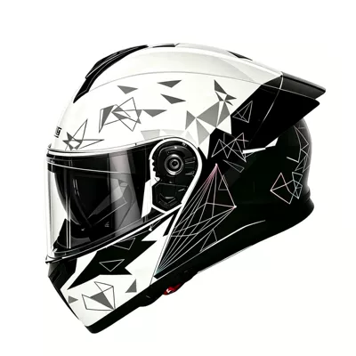 open-face helmet for men, all-season, Motosiklet kaskı (dəbilqə) - geometric-lines-transparent-mirror-m-54-55