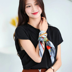 Selected New Korean Style Fashion 70cm Silk-like Subdued Color Gauze Gift Scarf Square Scarf Manufacturer Wholesale