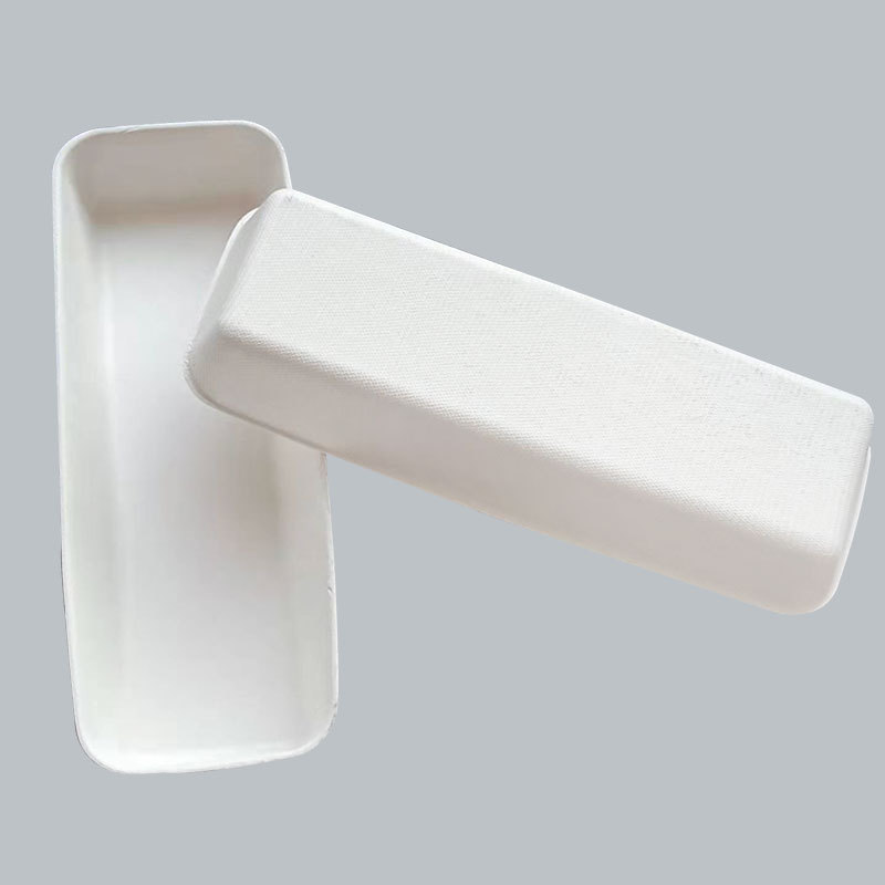 Salchicha a la parrilla para perros calientes, bocadillos para llevar, bolas de pulpo, bandeja de pulpa de caña de azúcar degradable desechable, vajilla para exteriores