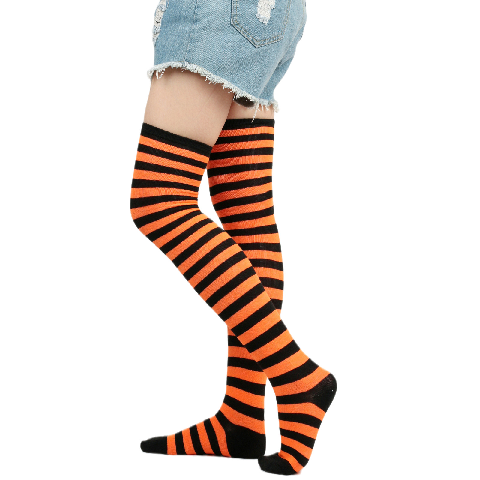 Women's Japanese Style Stripe Polyester Cotton Over The Knee Socks A Pair display picture 7