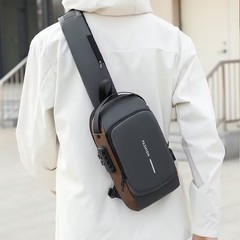 2025 新しいメンズバッグファッショナブルでシンプルなメンズチェストバッグパスワードロッククロスボディバッグカジュアルスポーツ小型バックパックショルダーバッグ