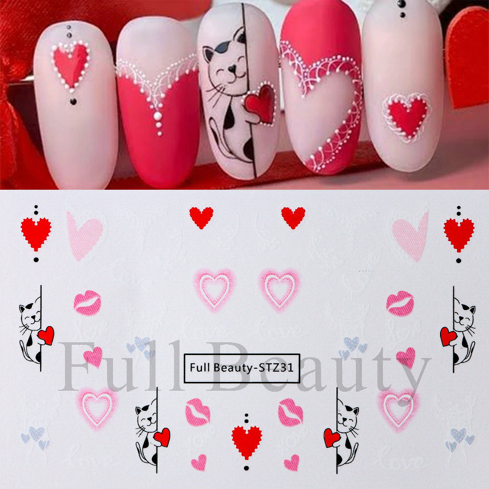 Valentine's Day Sweet Cartoon Heart Shape Stickers Nail Patches 1 Piece display picture 6