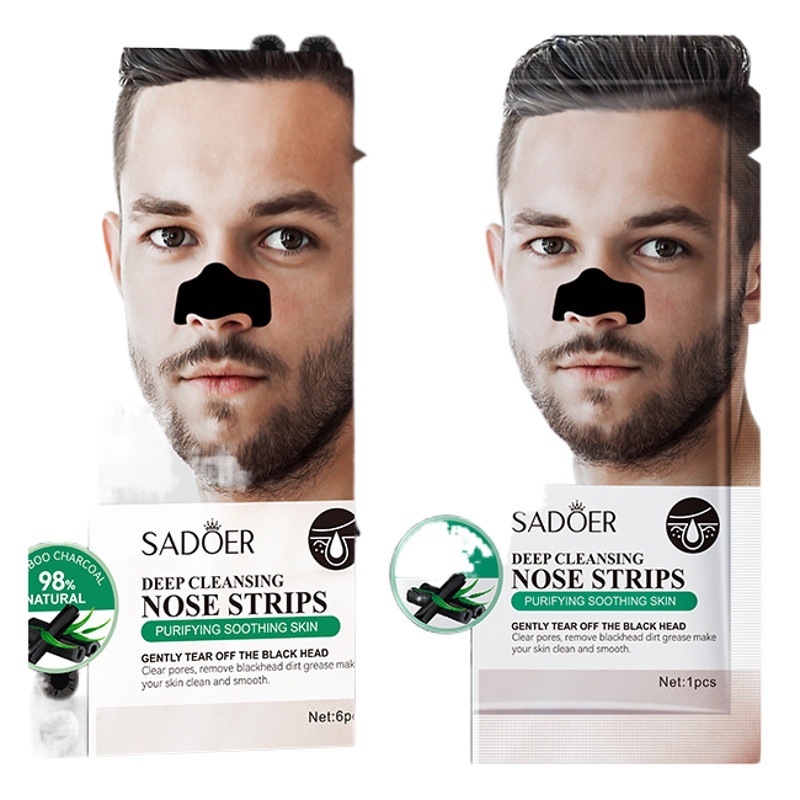 English black head stickers SADOER men's and women's bamboo charcoal cleaning blackhead removing nose stickers cross-border foreign trade factory direct sales
