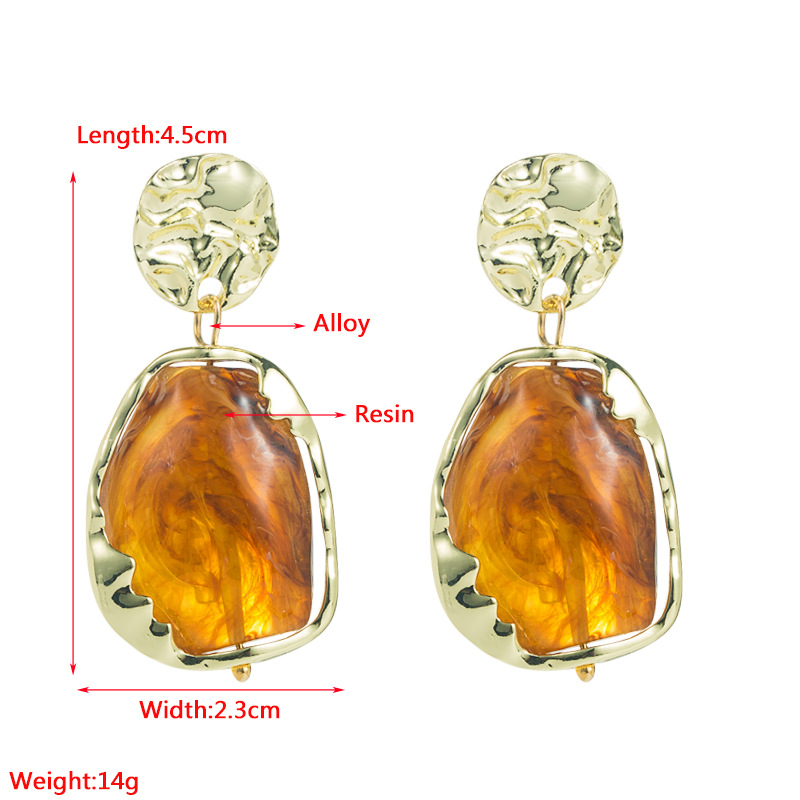 Vintage New Creative Drop Agate Female Alloy Resin Earrings display picture 1