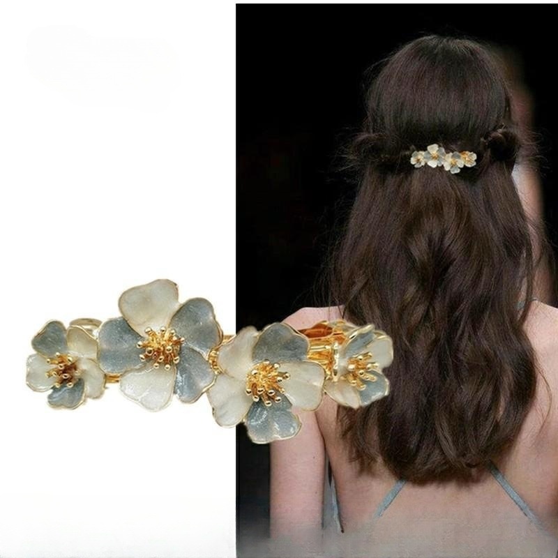 Aceite que gotea flor clip de primavera tocado Cabeza trasera femenina clip superior transfronterizo de alta gama temperamento francés Luz de lujo diseño horquilla