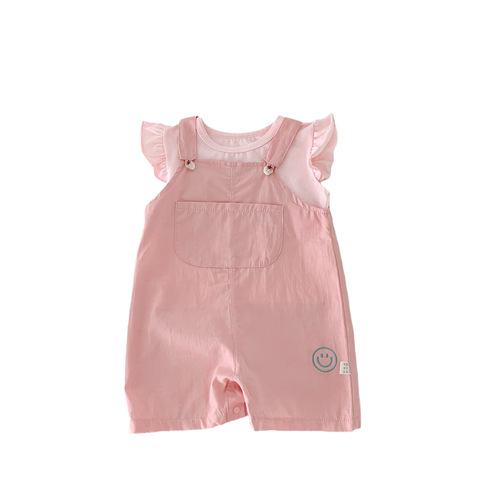 Korean style children's clothing summer baby sling jumpsuit shorts newborn boys and girls cotton outdoor crawling clothes