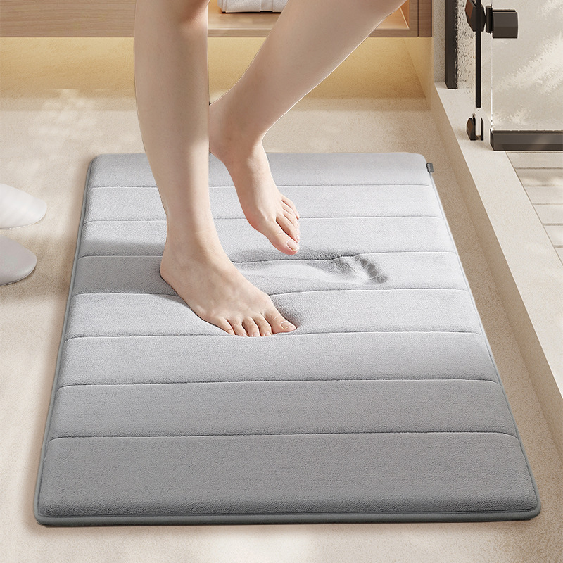 Cross-Border Coral Velvet Bathroom Floor Mats, Shower Room Door Absorbent Quick-Drying Foot Mats, Bathroom Thickened Non-Slip Foot Mats