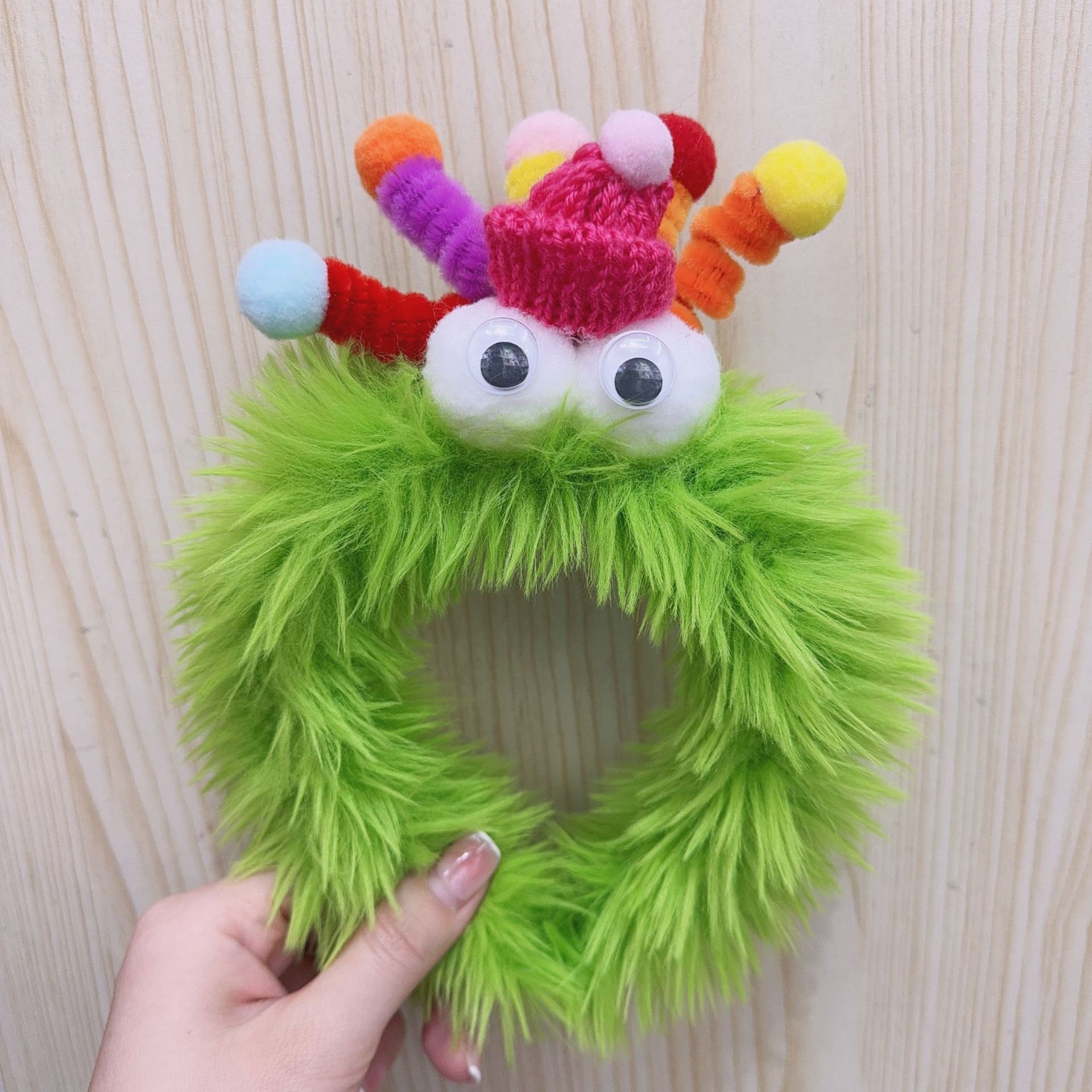 Caricatura verde rana correa de cabello mujer nuevo lindo gran ojo correa de cabello lavar la cara correa de cabello máscara de Navidad tocado