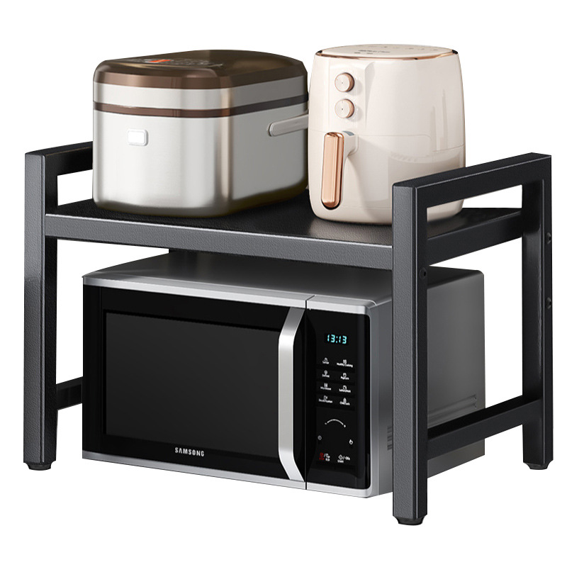 Estante para horno microondas de cocina, estante para horno, encimera para el hogar, escritorio, soporte de almacenamiento para olla arrocera retráctil de doble capa