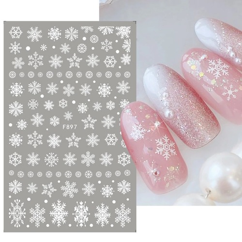 Winter Snowflake New Nail Art Stickers White Snowflake Christmas New Year Adhesive Manicure Stickers Wholesalenail