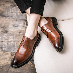 2022春夏季新款商務正裝皮鞋男英倫休閒鞋韓版布洛克雕花男鞋批發