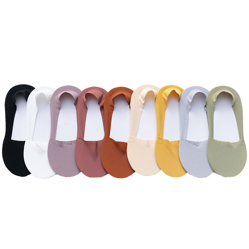 Ice silk invisible socks women's boat socks summer thin solid color silicone non-slip non-falling low-cut shallow mouth high-heeled shoes socks