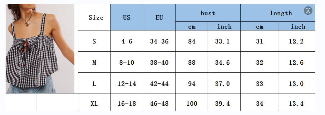 175g Weight Polyester Fabric Type Short Top Length Camisole Tops Type Holiday, Daily Occasion Strap Neckline Loose Fit Type Plaid Pattern Summer Season Women's Gender Y2K, Sexy Style Wholesale Women's Y2K Sexy Plaid Tank Tops 无