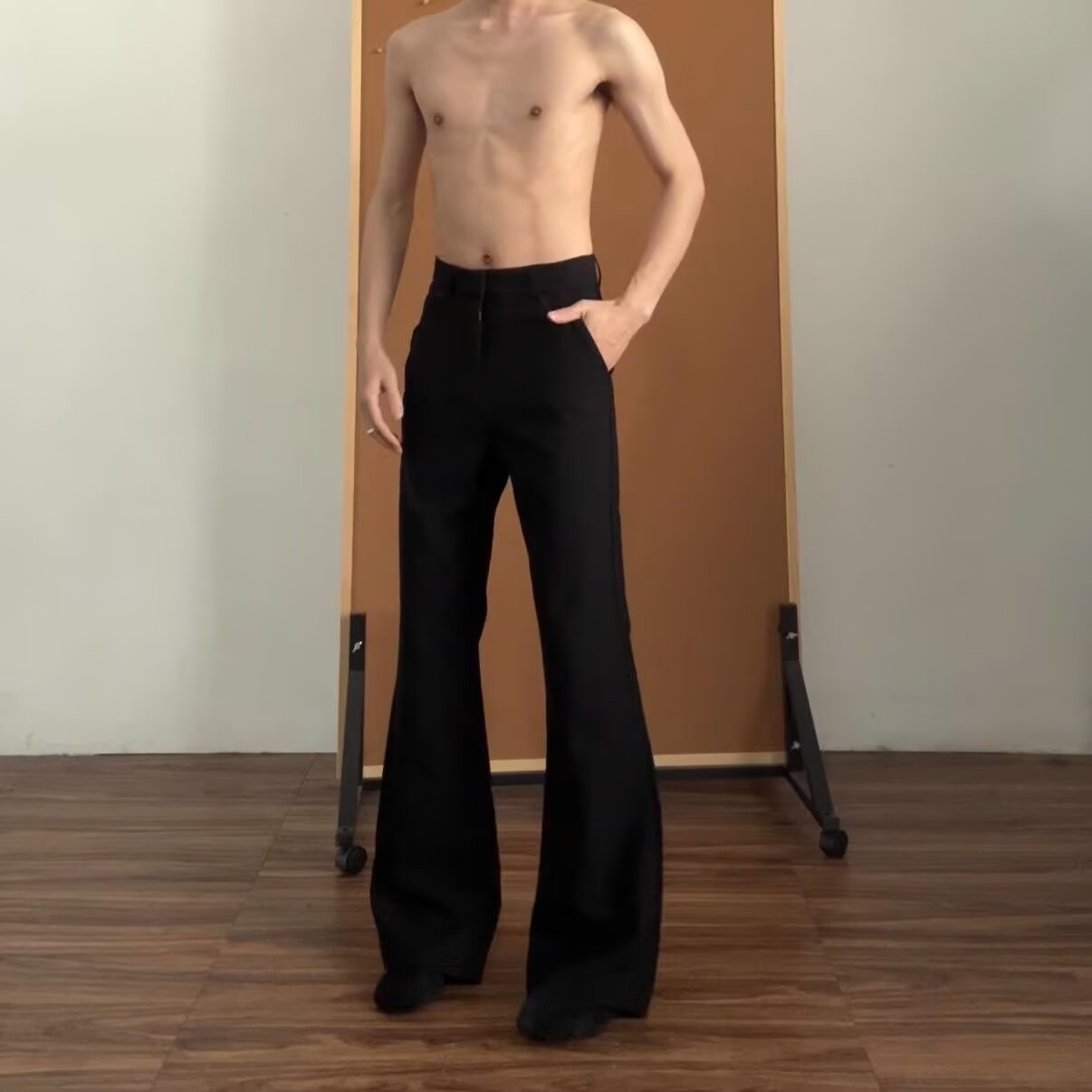 美式vibe微喇西裤男款夏季痞帅高级感裤子cleanfit显高提裆弯刀裤