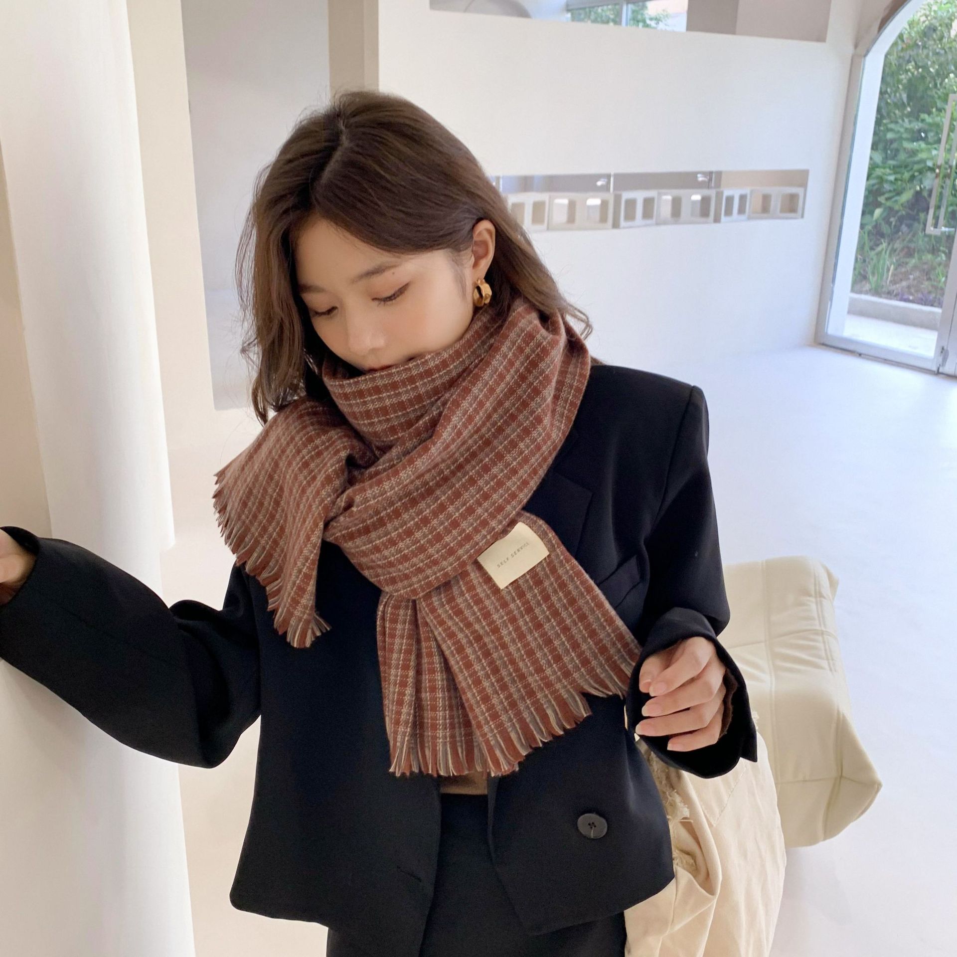 4#小細グリッドレッドブラウン