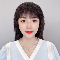 Wig female head covering white hair wig piece artificial hair seamless natural curly hair hoop braid bangs one-piece curly hair piece