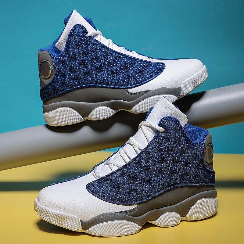 국경 간 플러스 사이즈 남성 신발 AJ13 팬더 농구 신발 학생 패션 실용적인 하이 톱 운동화 남자 캐주얼 운동화 조수