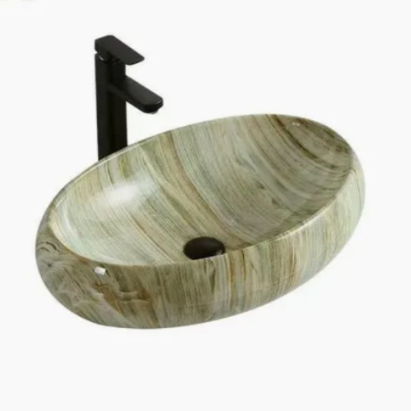 Wash Basin Manufacturer Directly Supplies Marble Oval Art Basin Bathroom Balcony Wash Basin Above Counter Basin Wholesale