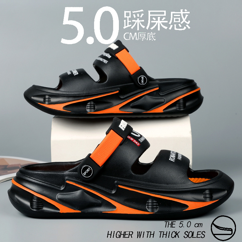 Sandalias para hombre 2024 verano nueva moda transpirable aumento antideslizante pareja todo fósforo al aire libre punta abierta tendencia zapatillas