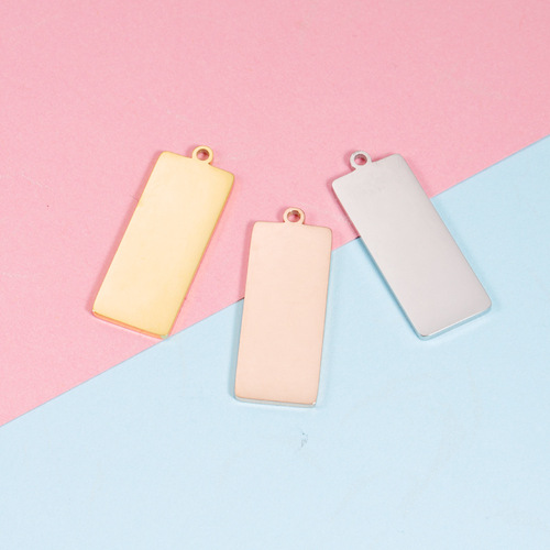 Foreign trade hot-selling mirror stainless steel finely polished geometric jewelry accessories DIY outer hole rectangular laser pendant