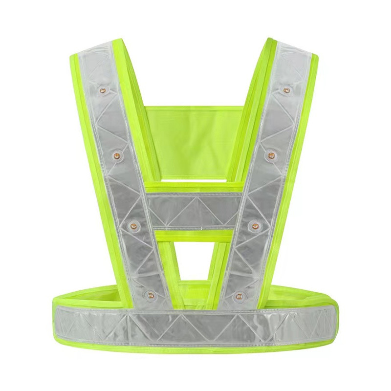 chaleco reflectante led chaleco luminoso seguro de construcción de chaleco fluorescente en forma de V cinturón reflectante con lámpara de ropa reflectante