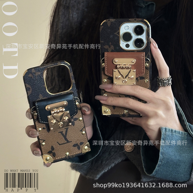Diagonal Lanyard Lock Electroplated Protective Cover Suitable for Iphone17Promax Leather Card Holder Apple 16 Mobile Phone Case Diagonal Lanyard Lock Electroplated Protective Cover Suitable for Iphone17Promax Leather Card Holder Apple 16 Mobile Phone Case