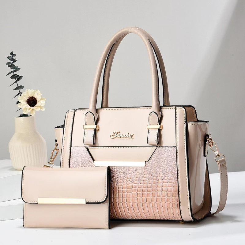 Bolso de niño y madre, patrón de cocodrilo, cuero brillante de dos piezas, bolso de mensajero para mujer, bolso de mano coreano, bolso de hombro, handbags
