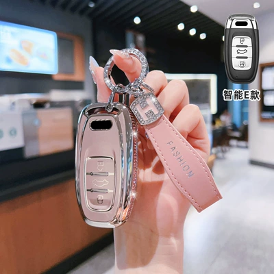 Car key bag – for Audi A4L Key - audi-e-model-smart-3-button-side-diamond-pink-single-shell-h-rope-diamond-buckle