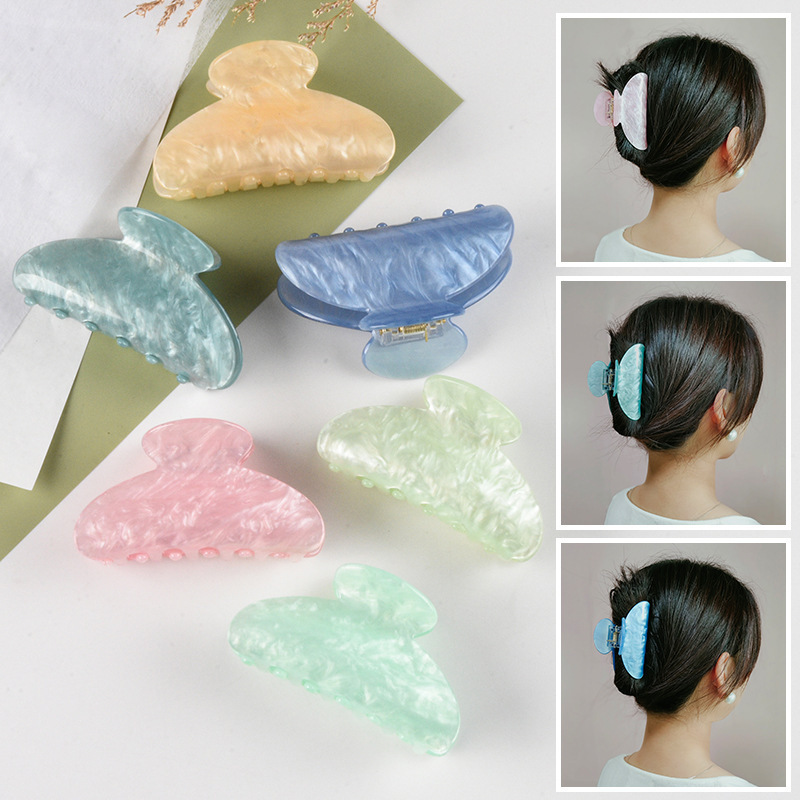 Horquilla coreana de moda Clip de agarre de tablero de patrón de agua acrílico Clip de tiburón mediano Horquilla simple Clip de cola de caballo Accesorios para el cabello