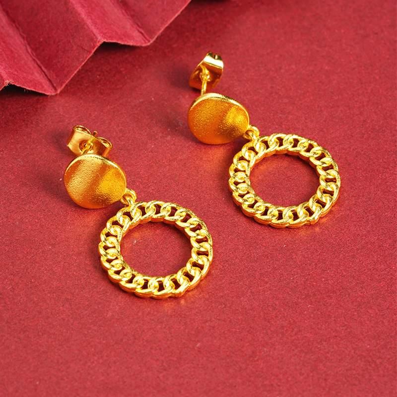 Sand Gold Circle Twill Earplugs femenina temperamento superior simple nicho ins accesorios de estilo Yiwu una generación