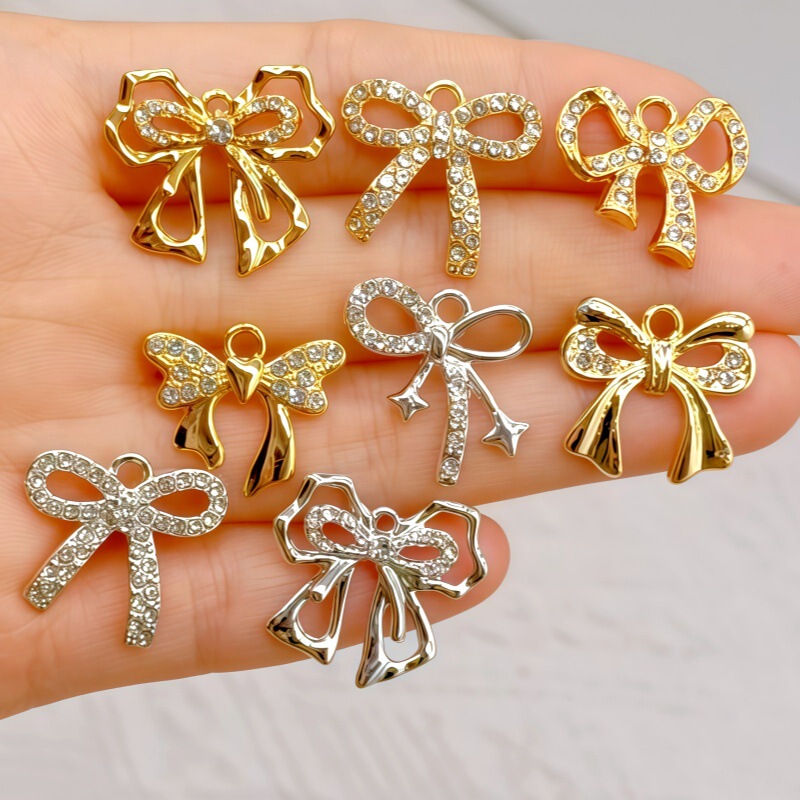 Casual Bow Pendant Accessories Diamond Small Pendant Alloy Accessories DIY Bracelet Jewelry Necklace Clothing Materials