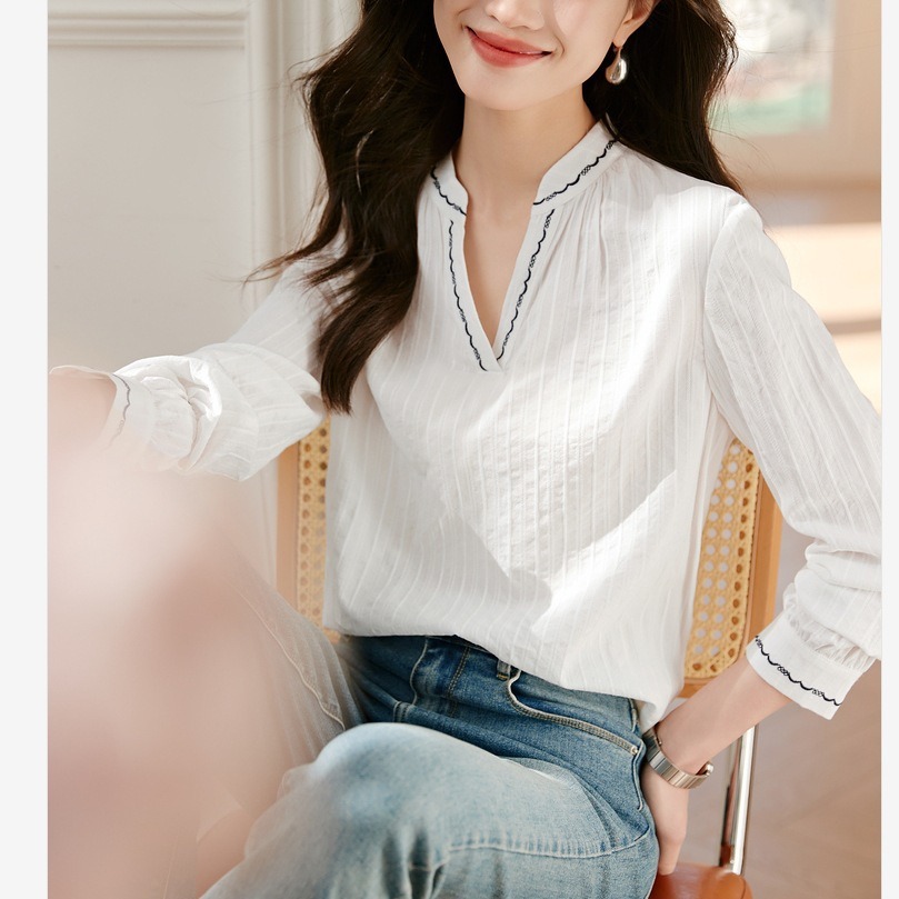 Elegant retro thin spring design shirt