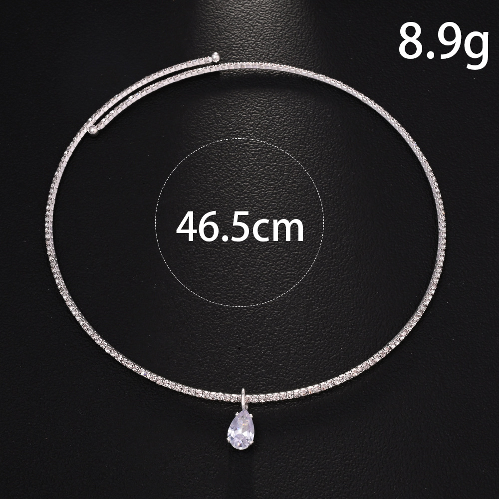 12g Weight Rhinestones, Copper Pendant Material Elegant Simple Style Water Droplets Rhinestones Rhinestone Copper Tennis Chain Pendant Necklaces Wholesale
