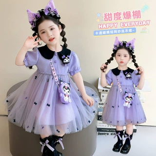 女童库洛米连衣裙儿童夏装新款韩版短袖洋气女宝宝夏季甜美公主裙
