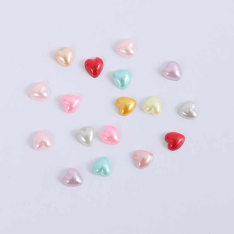 Accesorios de joyería de imitación de perlas DIY, perlas semicirculares, perlas en forma de corazón para teléfonos móviles, accesorios DIY de perlas en forma de corazón, cuentas.