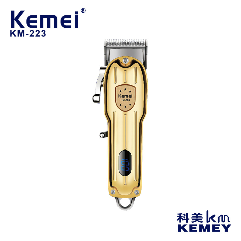 Cortadora de pelo profesional Kemei KM-223, recortadora de pelo eléctrica metálica con pantalla digital, venta al por mayor.
