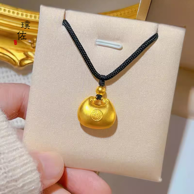 金店同款小金坨小胖福锁吊坠磨砂锁包简约气质锁骨链送女友礼物