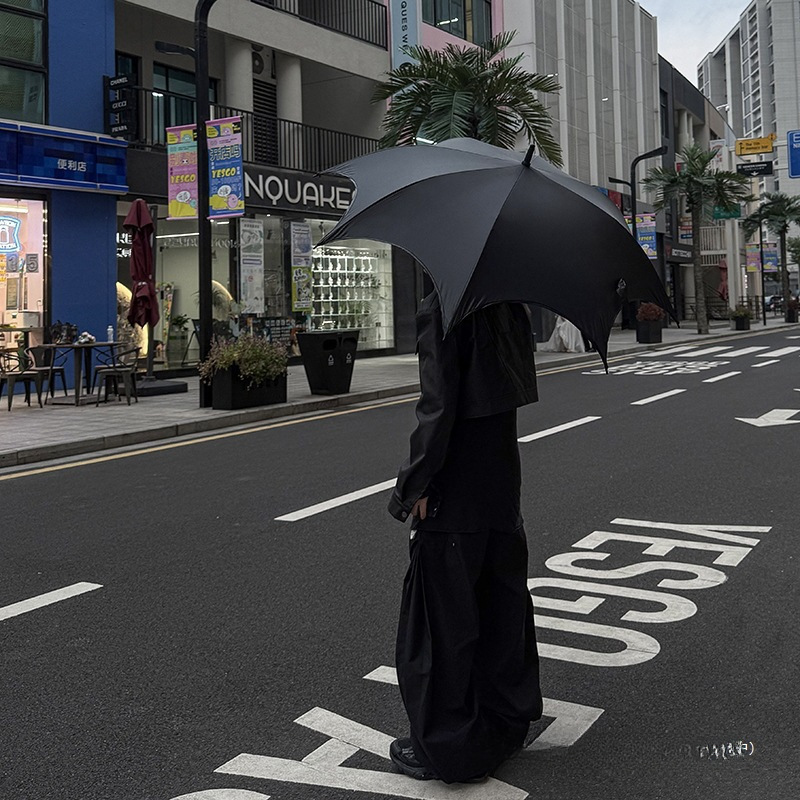 Gothic Long-Handled Umbrella, Rain or Shine, Subculture Dark Umbrella, Women's Automatic Sun Umbrella, Vinyl Sunscreen