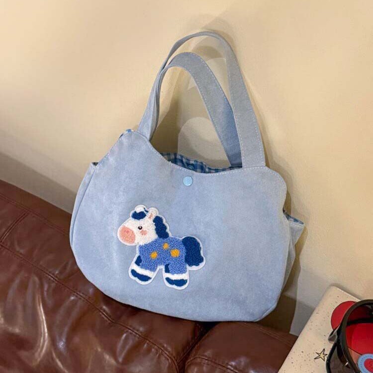 2026 New Cute Pony Handbag, Large Capacity, Versatile Canvas Bag for Daily Use, Work Essentials, and Commuting