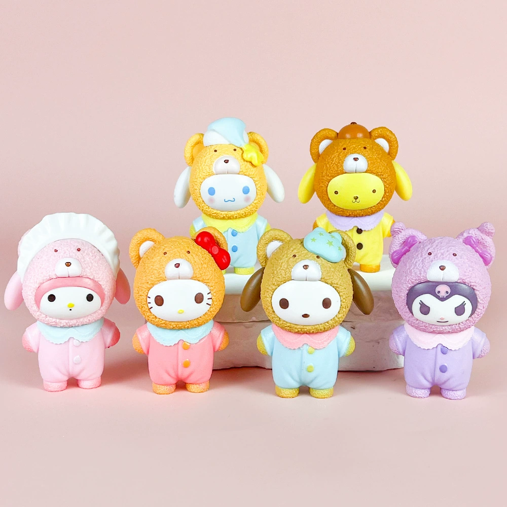 Анимационная фигурка Sanrio слепая коробка латте семья Куломи Мелоди собака Пачи модная игрушка модель девушка сердце