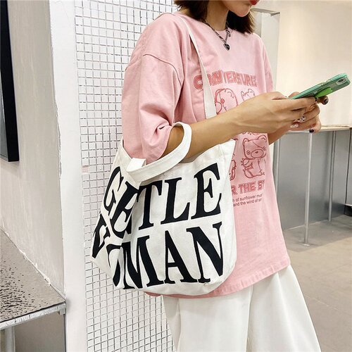 Handbags for women  summer new fashion Korean style simple canvas shoulder bag large capacity tote bag letter large bag