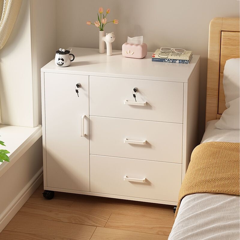 Floor-standing file cabinet with lock, multi-layer storage cabinet under the desk, wooden movable cabinet with drawers Floor-standing file cabinet with lock, multi-layer storage cabinet under the desk, wooden movable cabinet with drawers